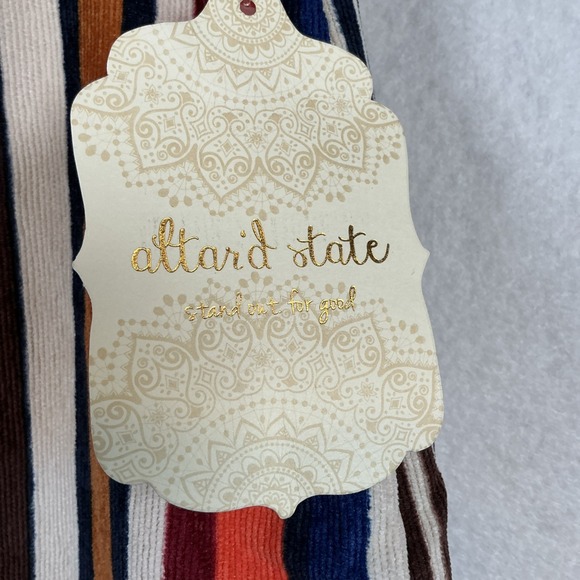 Altar'd State Striped Corduroy Mini Skirt Burgundy‎ Multicolor Women's Large NWT - Picture 2 of 8